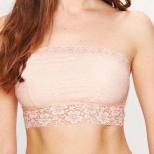 FREE PEOPLE INTIMATELY SOFT PINK BANDEAU SCALLOP LACE BRALETTE BRA SIZE LARGE